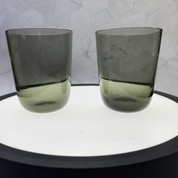 Set of (2) Cool smoke glass drinking tumblers. 