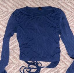 SHEIN Navy Blue Long Sleeve Crop Top