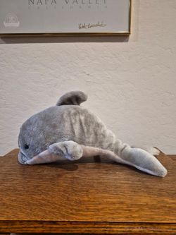 Sea World Gray White Dolphin Plush Stuffed Animal Children Toy 14"