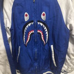 BAPE SHARK bomber jacket Blue A Bathing Ape Size L