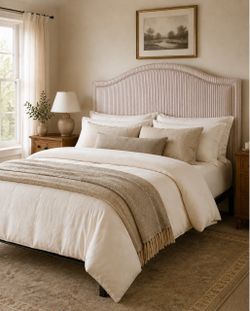 Complete Queen Bed Set – Upholstered Headboard, Novaform Mattress & Frame