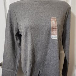 NEW White Stag Shirt Womens Size L 12-14 Long Sleeve High Turtle Neck Gray 