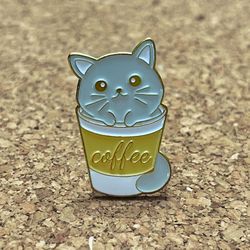 Coffee Cat Cup Enamel Pin