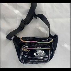 Shiny Neon Fanny Bag Rave Festival Black Bum Travel Waist Pack