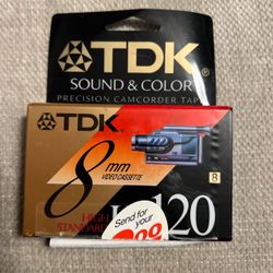TDK 8mm Video Cassette HS120 120 Min High Standard Sound & Color sealed vintage