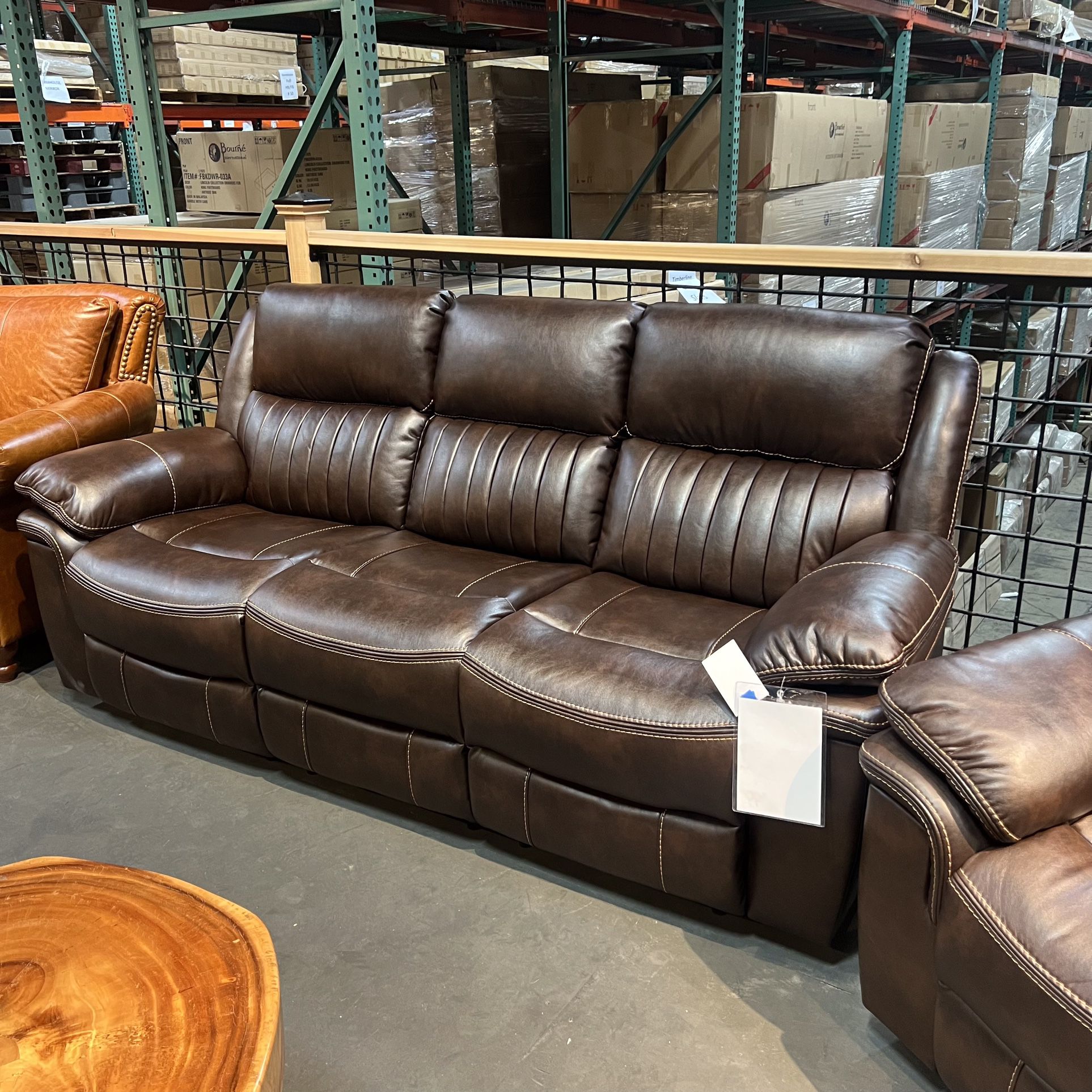 Brown Leather Gel Manual/Power Recliner Sofa Couch - Hampton Collection 