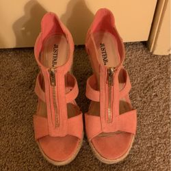 Just Fab Karsey Wedge (Pink Coral Size: 6.5)