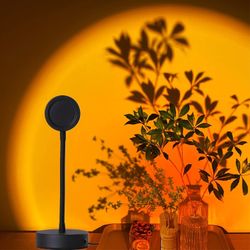 Sunset Lamp Projector Rainbow Projection Lamp Romantic Led Sunset Projection Light for Party Photo Vlog Background Bedroom (Sunset Red)