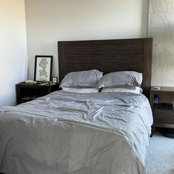 Queen size Bed Frame & Matching End Tables For Sale