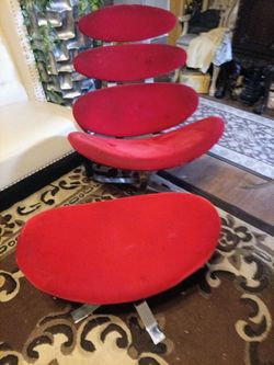 Red Corona chair & Ottoman