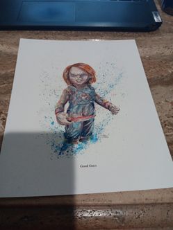 Splash Watercolor Horror Chucky Child's Play Good Guys Art Poster 8x10