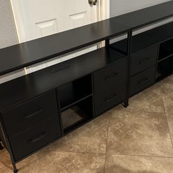 (NEW) 87” Wide TV/Media Console With 8  Drawers
