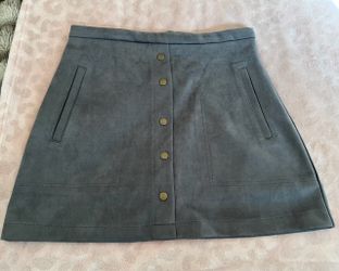 Gray Fall skirt faux suede  L