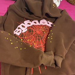 Brown sp5der hoodie