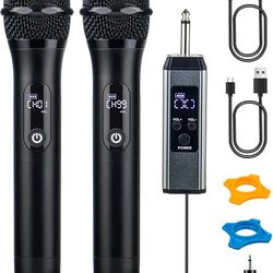 Wireless Microphone System 2 Pack – Dual Handheld Mics for Karaoke, Professional Wireless Mic with Receiver for Singing & Performances

