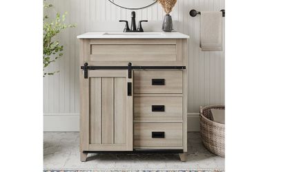 NEW! STYLE SELECTIONS Morriston 30″ Rustic Farmhouse Vanity w/ Top Model # 5430871