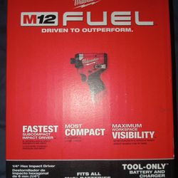 Milwaukee M12 FUEL Hex Impact Driver (3453-20)