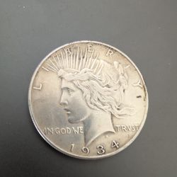 1934 Betterment Date Peace Dollar Coin