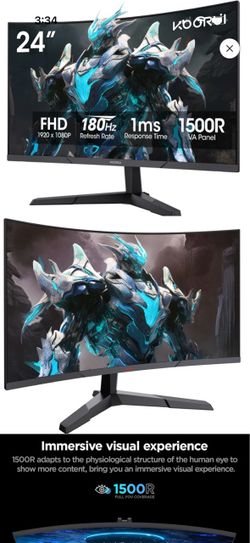 KooRui 24" Curved FHD Gaming Monitor 180Hz