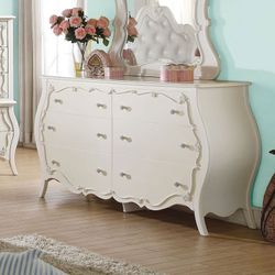 KIDS FURNITURE PEARL WHITE FINISH-DRESSER-CABINET-GABETA
