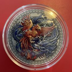 1 Oz Silver Bullion Rare 2021 Phoenix And Dragon 