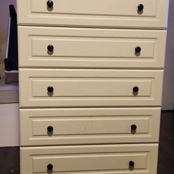 White 5 Drawer Dresser, Modern 44'' Tall Dresser,