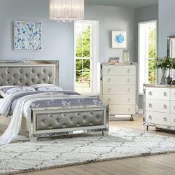 Brand New Silver 4PCs Queen Bedroom Set