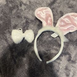 Pink Bunny 🐰 Ears With Bow 