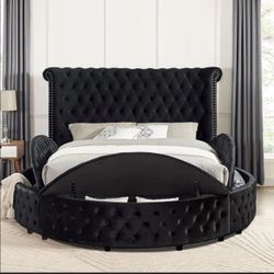 Brand New Velvet Queen Size Storage Bed Frame 