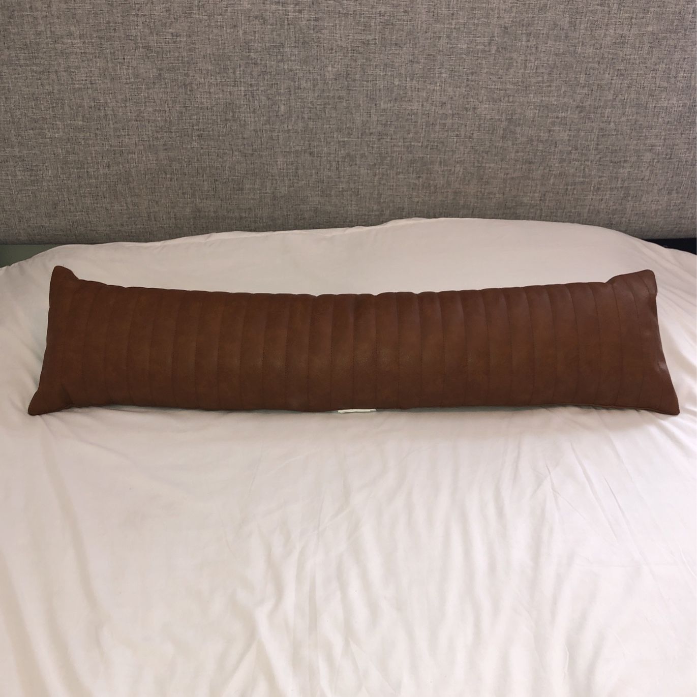 Brown Faux Leather Lumbar/ Body Pillow - Project 62