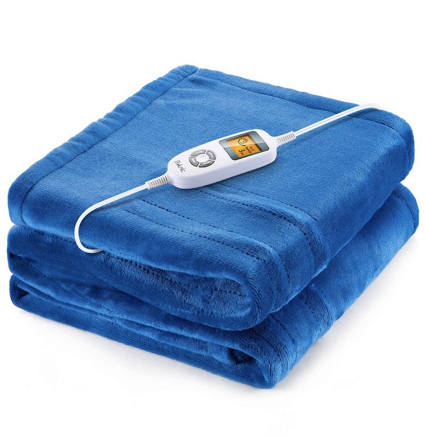 Heated Blanket Electric Throw, 60"x 50" Flannel Electric Blanket with 10 Heating Levels & 1H/2H/3H Auto Off, ETL Certified, Overheating Protection H