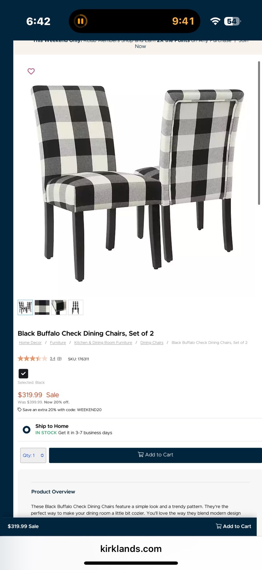 2 - New Black / white Plaid Buffalo Print