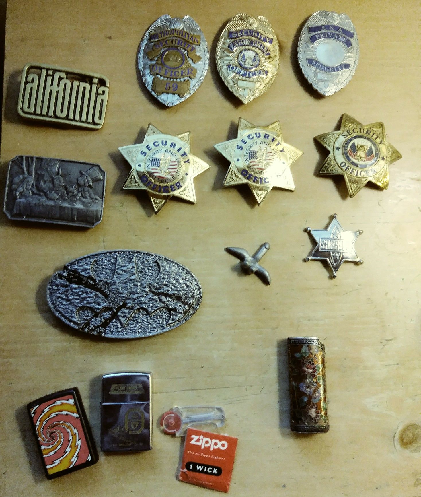 Buckles, Badges, Lighters, and accessories vintage