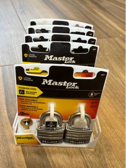 Master Lock Stainless Steel Outdoor Padlock with Key, 2 in. Wide, 2 Pack