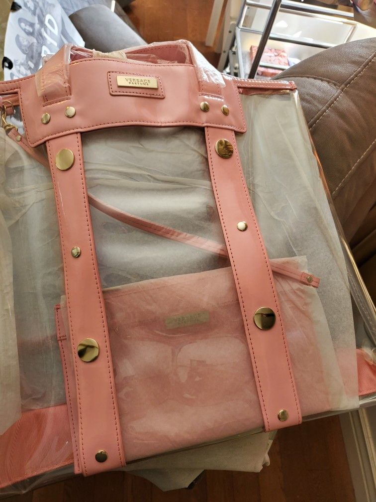 Versace Pink Clear Tote And Matching Small Bag