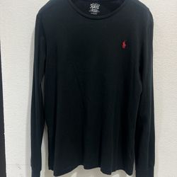 Polo Ralph Lauren Fleece Crewneck Long Sleeve Shirt Black Medium Small Pony Logo