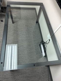West Elm Box Frame Glass-Top dining table