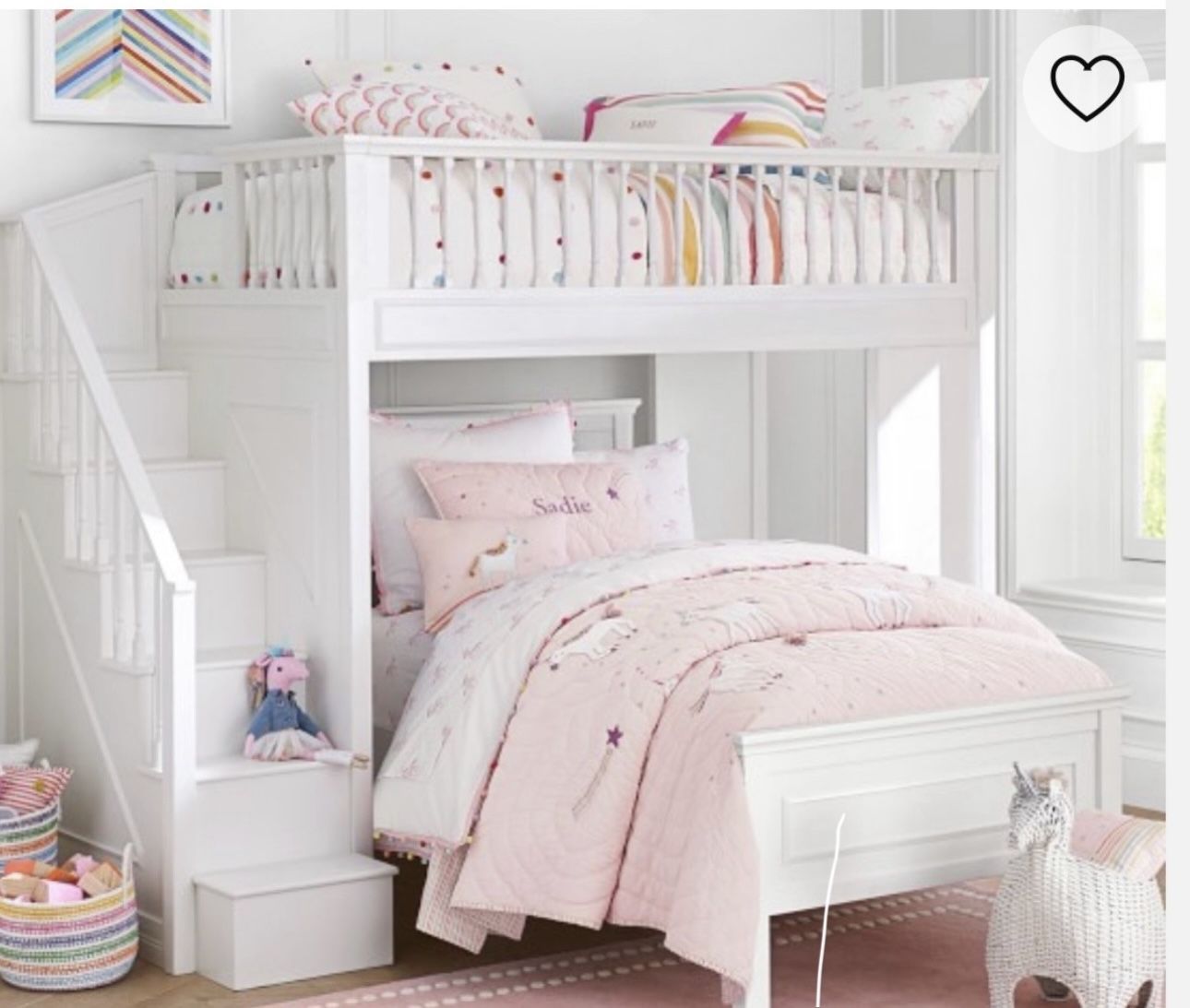 Pottery Barn kids Full Over Twin Bunked Set And Matching Pieces