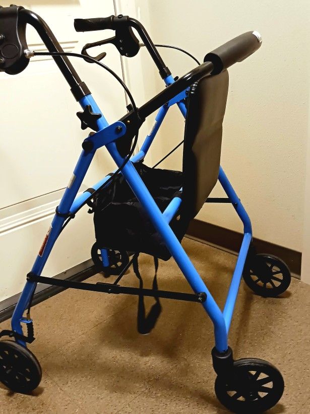 Guardian 250 Lb Capacity Walker Rollator Beautiful Cornflower Blue With All The Bells And Whistles Comes From A Non-smoking 🏡 Home.