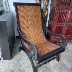 Vintage bamboo and mahogany lounge chair