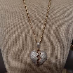 Gold Neckless And Heart Charm 