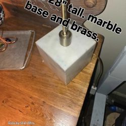 Brass Banker's Style Lamp With Marble Base