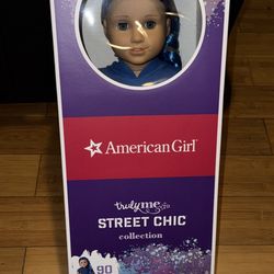 American Girl Truly Me 18-inch Doll #90 with Blue Eyes Long Blue Hair Lt-to-Med Skin in Skater Dress 