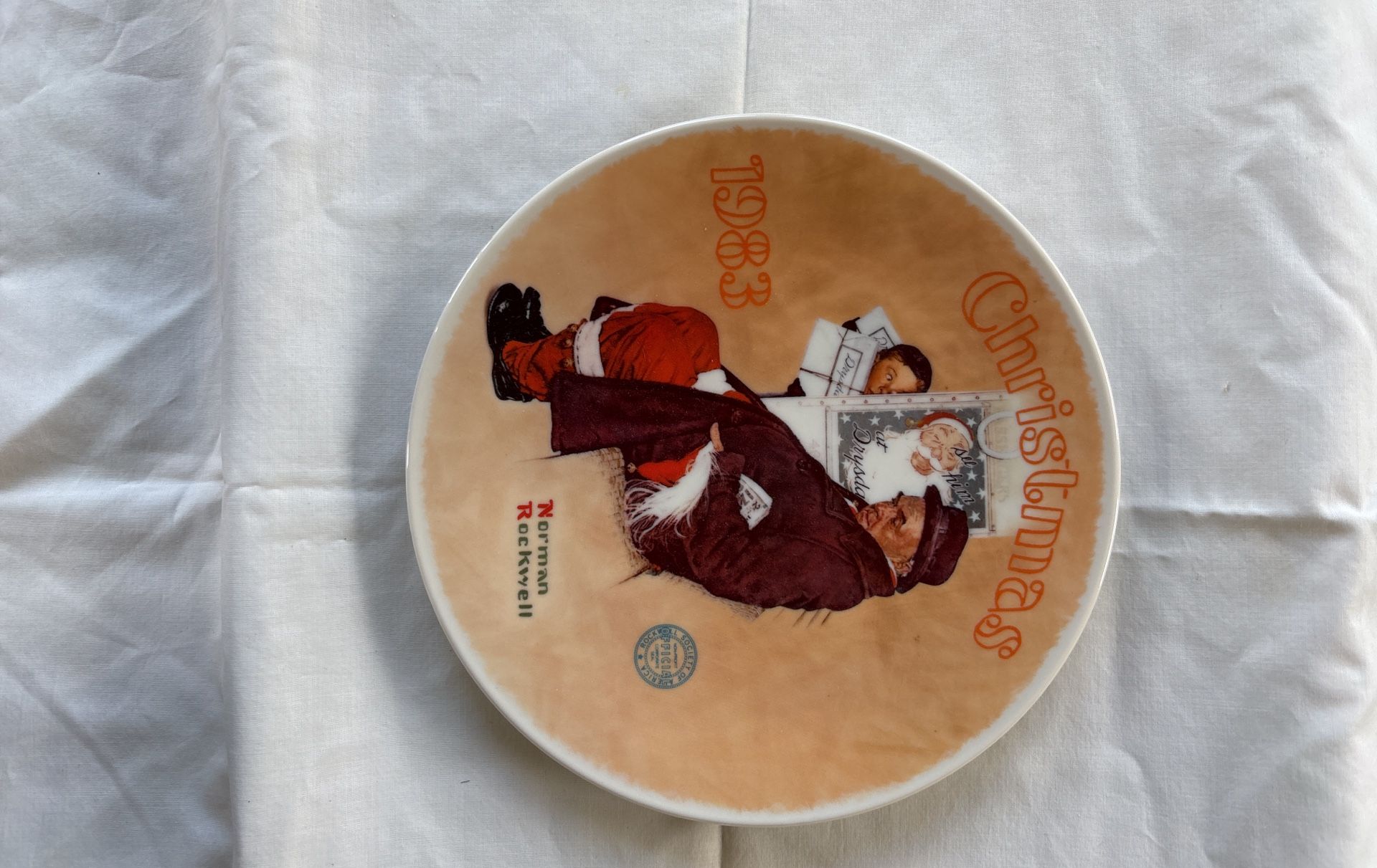 Norman Rockwell Santa In The Subway Plate