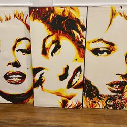 Marilyn Monroe Three-panel canvas artwork by Ocean Clark