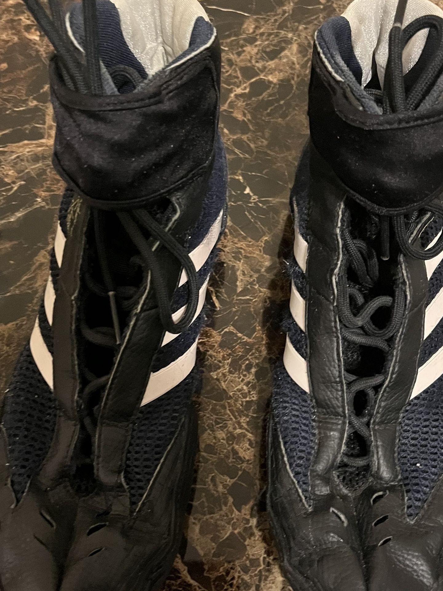 Rare Adidas Navy Blue Brandon Slay Wrestling Shoes (great Condition)