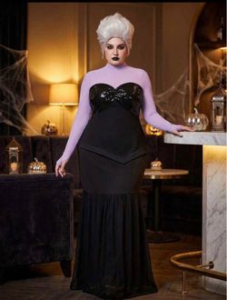 1XL Ursula little mermaid one piece full dress with purple top mesh