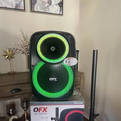 QFX 15” Bluetooth Rechargeable Party Speaker with Microphone , LED Party Lights  & Stand Included 🔊🎤🎶🔊🎶🎶  Brand new  