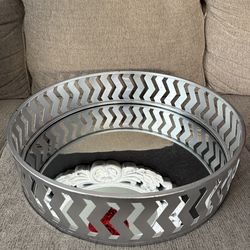 MIRROR TRAY LARGE ROUND TRAY MIRRORED TRAY