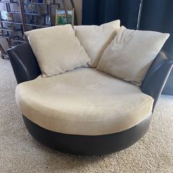 Oversized Leather Suede Cuddle Chair for Sale in San Bernardino